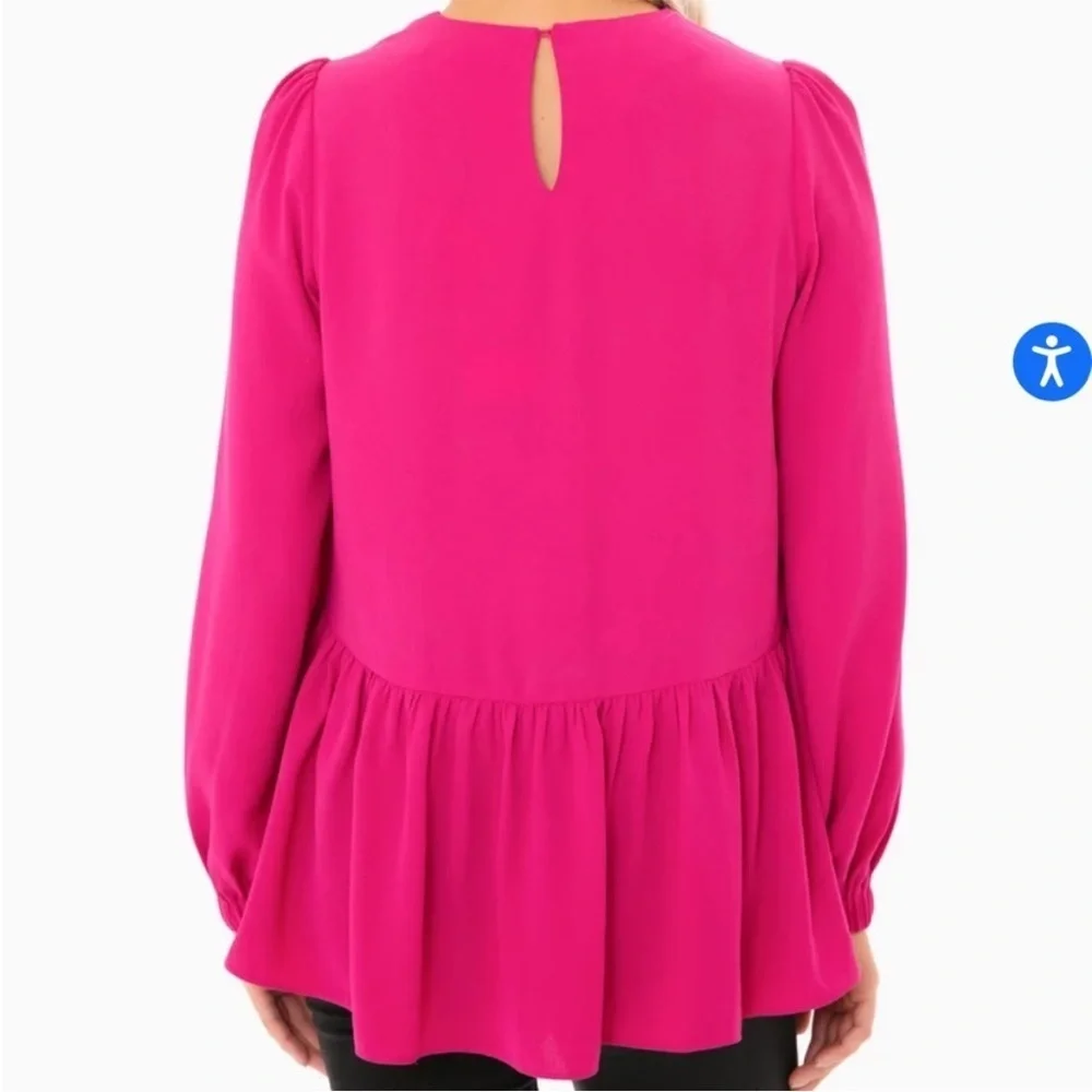 Tuckernuck Pomander Place Carlota Peplum Blouse in Fuchsia Pink New Size XS